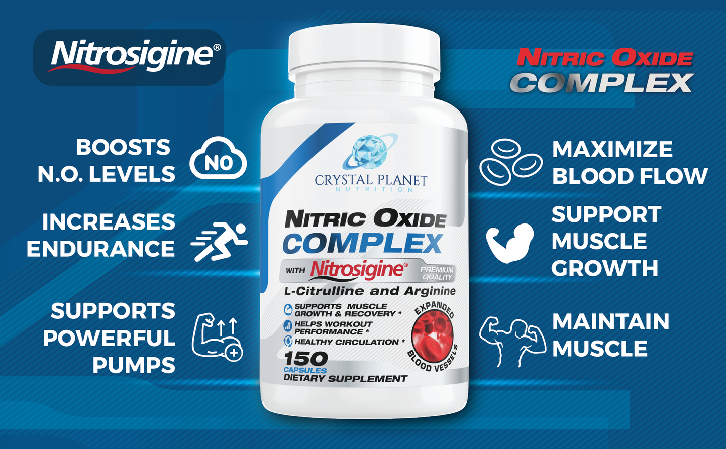 Nitric Oxide Booster Supplement for Men & Women with Nitrosigine Beetroot Extract & L Citrulline for Muscle Growth, NO, Pumps, Increase Blood Flow, Strength & Energy to Train Harder - 150 Capsules